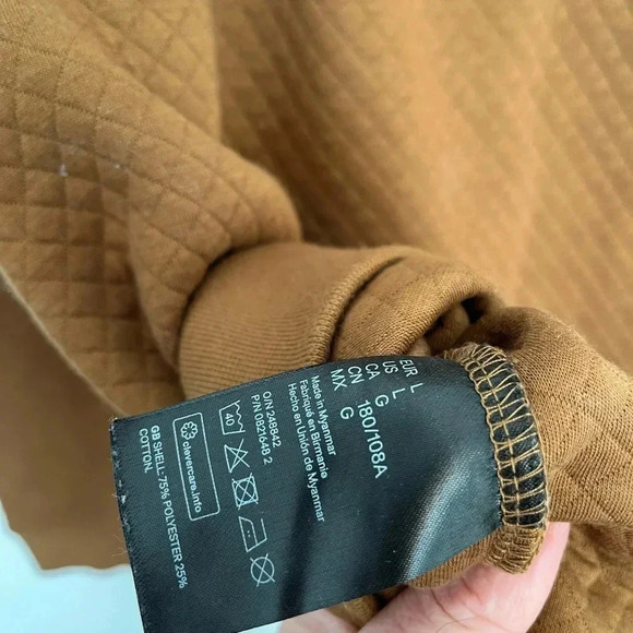 H&M brown  men quilted sweater size large - Picture 6 of 7